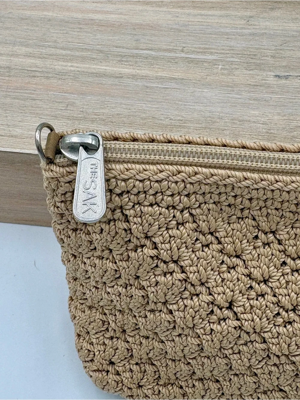 The Sak Woven Zip Small Bag in Beige